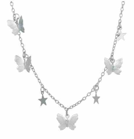 1 Dozen Silver Butterfly Necklaces