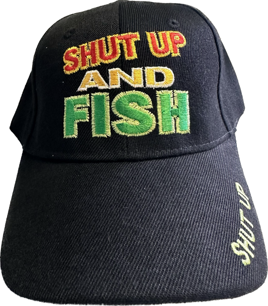 Black Shut Up And Fish Hat