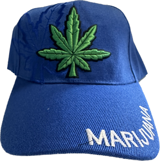 Sombrero de marihuana azul