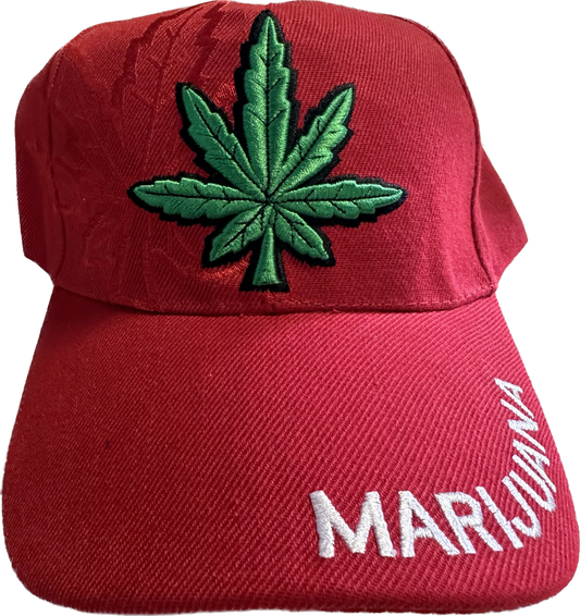 Sombrero de marihuana rojo