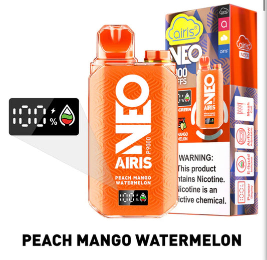 Peach Mango Watermelon Airis Tech 9000 Puff Disposable Vape