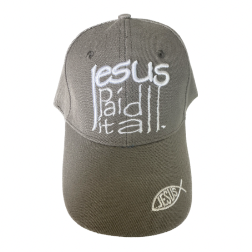 Gorra con el logo de Jesús gris que lo pagó todo