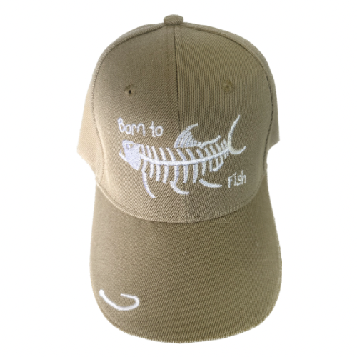 Beige Born To Fish Hat