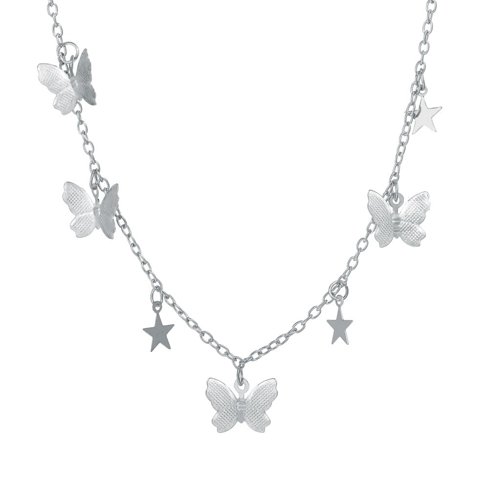1 Dozen Silver Butterfly Necklace