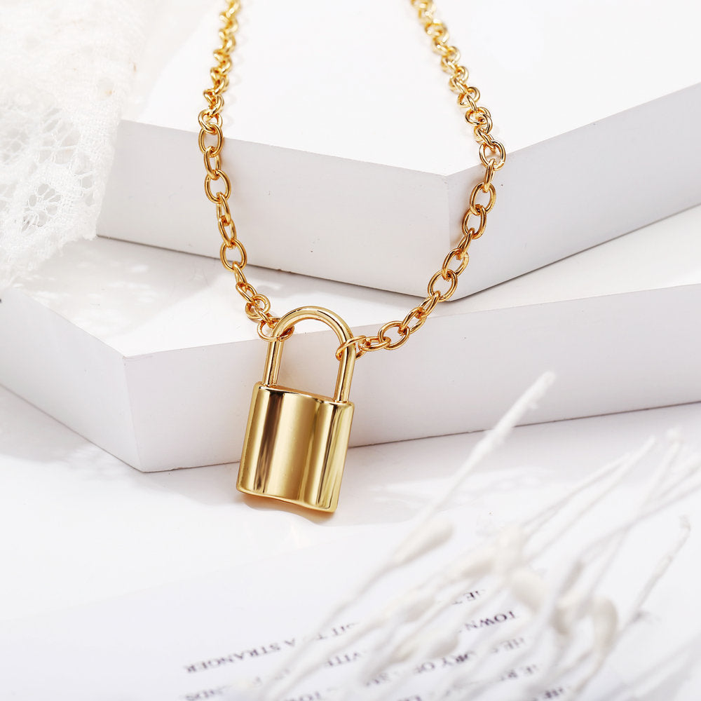 1 Dozen Gold Lock Necklace