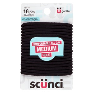 Scunci Medium Hold Elastics, Black