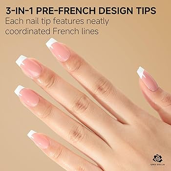 UNA GELLA French Gel Tip Nails No Need File 288Pcs French Fake Nails Brown Extra Short Square Glue On Nails