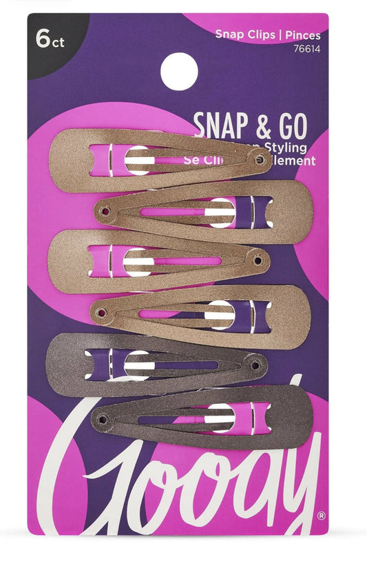 Goody metallic contoured hair clips - 6 pieces, assorted brunette colors
