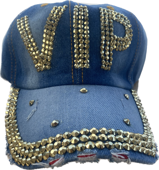 Blue/Gold Rhinestone VIP Hat