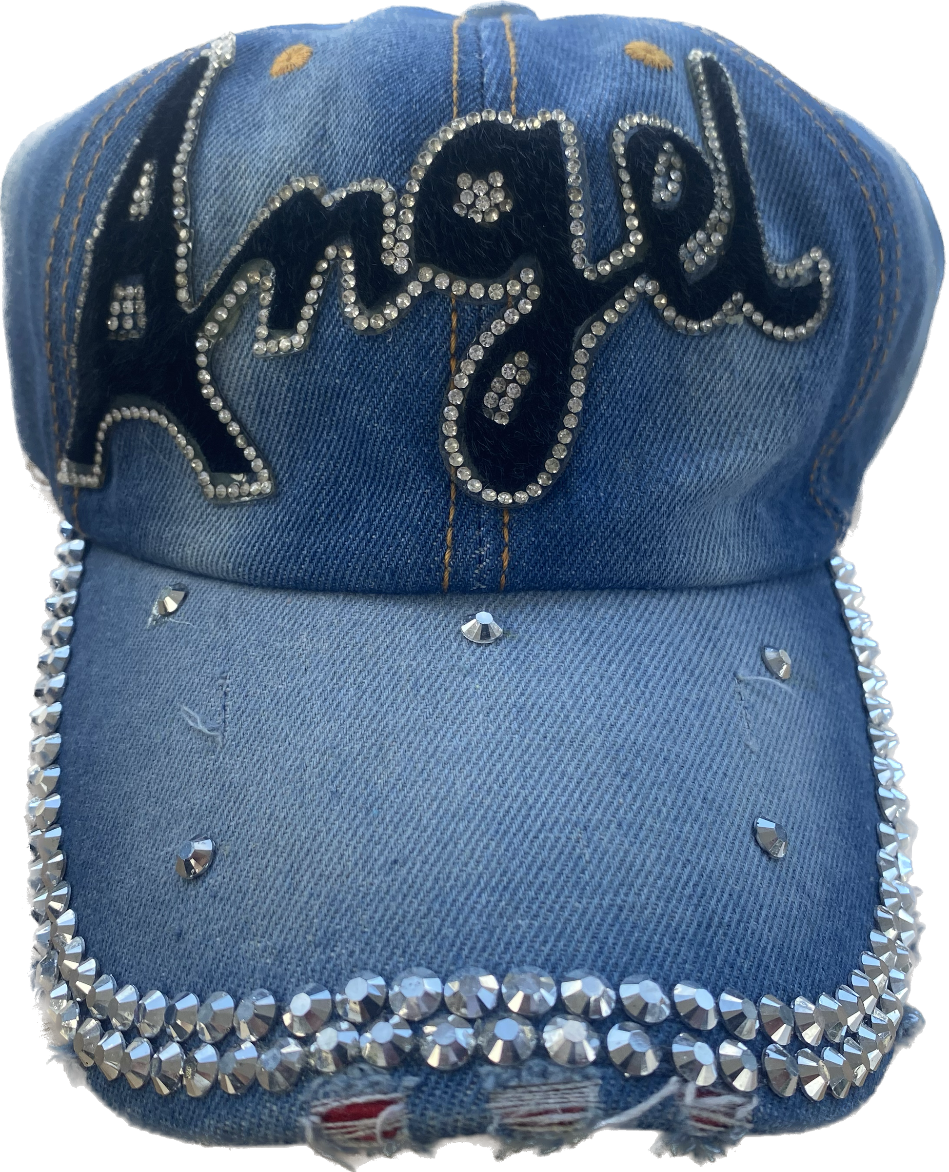 Blue/Black Angel Rhinestone Hat