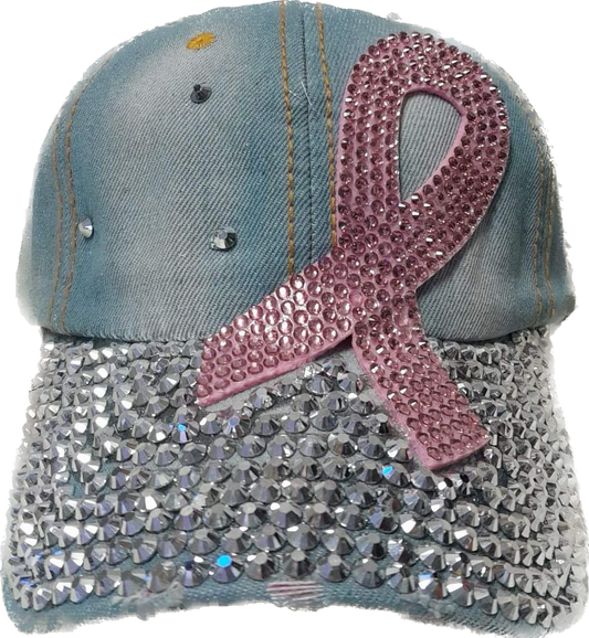 水钻蓝色乳腺癌意识帽子